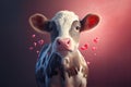 cow in love, postcard for 14 february - valentineÃ¢â¬â¢s day Royalty Free Stock Photo